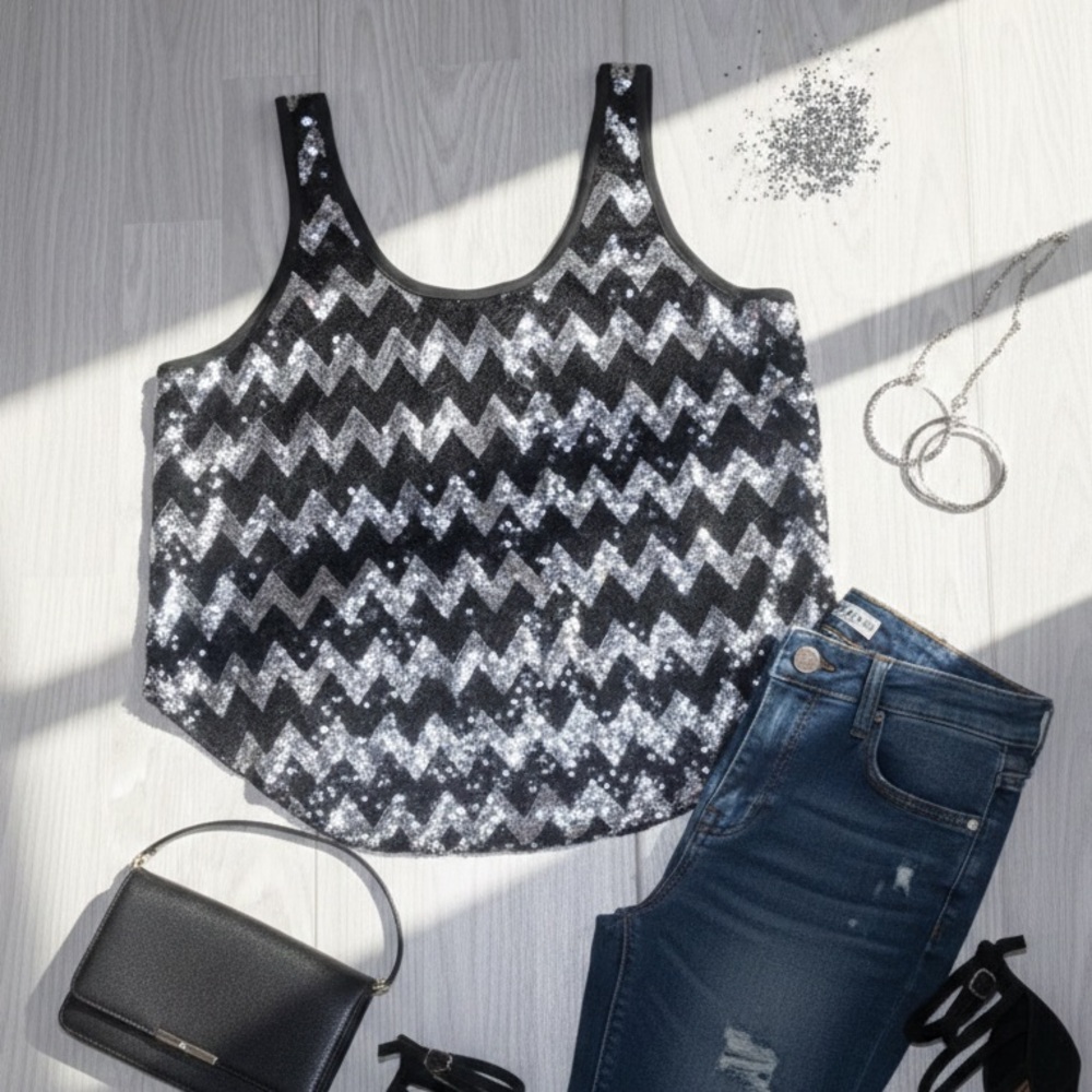 Women’s Sequin Chevron Tank Top